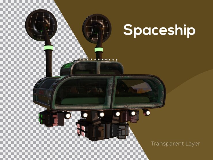 PSD 3d render defense spaceship highquality photo