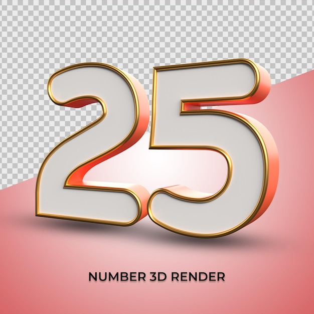 3d render design number 25 orange color for finance, shop