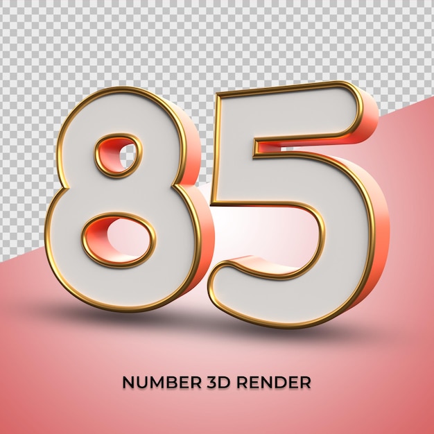 PSD rendering 3d numero di progettazione 85 colore arancione per finanza, negozio