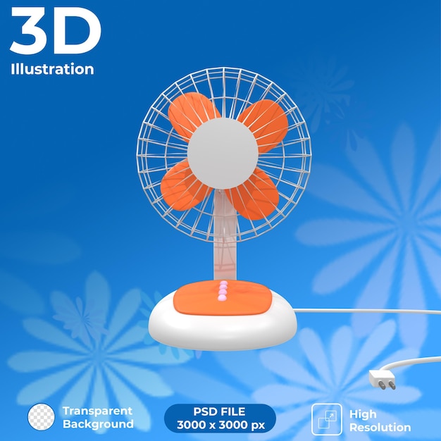 3d render desk fan front view