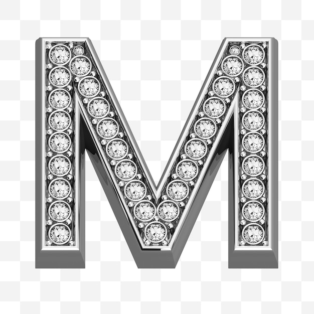 PSD 3d render diamentowego symbolu alfabetu luksusowych srebrnych liter biżuterii