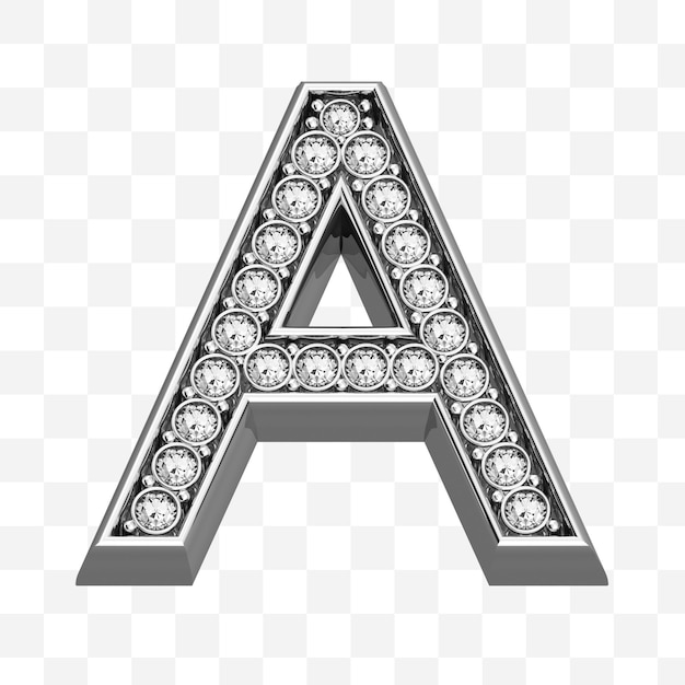 3d render of diamond alphabet symbol of luxury silver jewelry letters