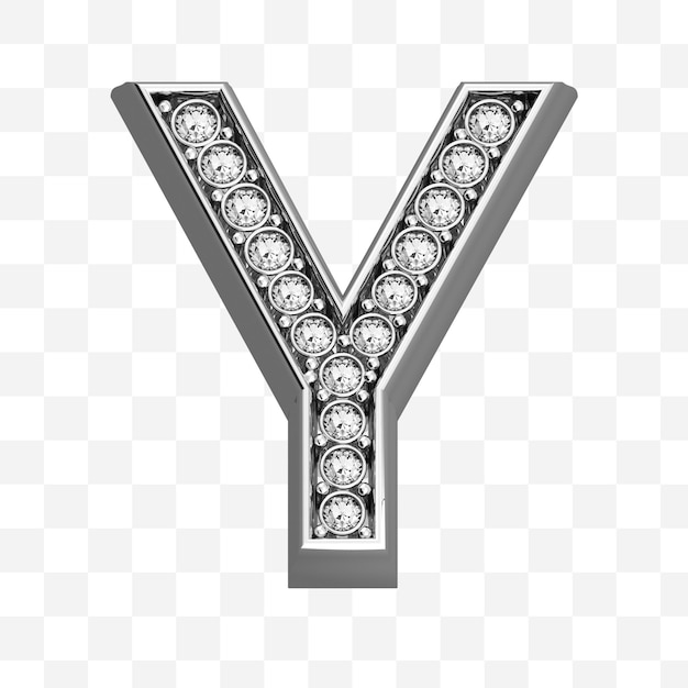 3d render of diamond alphabet symbol of luxury silver jewelry letters