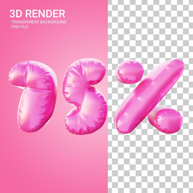 PSD 3d render discount 75 percent with pink color