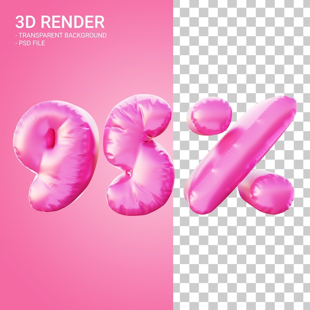 PSD 3d render discount 95 percent with pink color