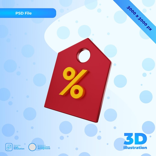 PSD 3d render  discount illustration