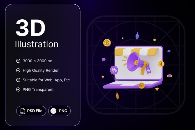 3d рендеринг со скидкой, реклама metaverse, концепция покупок, современный дизайн иконок, иллюстрации