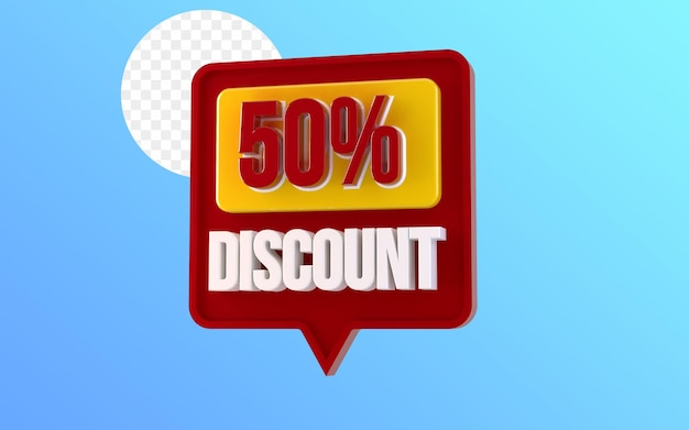 PSD 3d render discount in realistic transparent