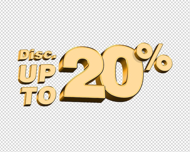 PSD 3d render discount up to 20 percent