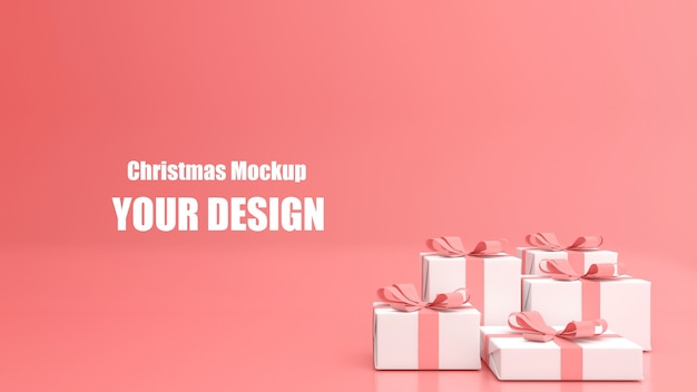 PSD 3d render display pastel color merry christmas and happy new year mockup