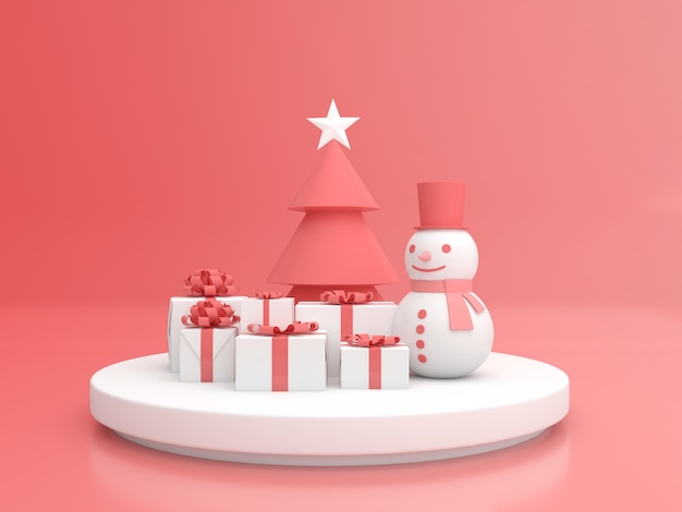 3d render display pastel color merry christmas and happy new year mockup