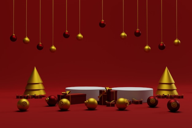 PSD 3d render display podium christmas for product presentation