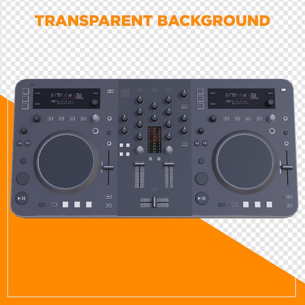 3d render dj controller with transparent background