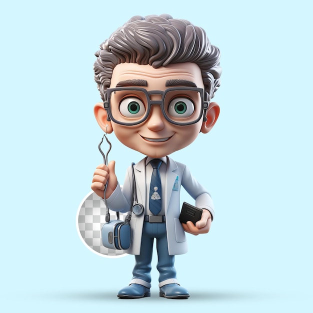 PSD rendering 3d di un dottore personaggio dottore 3d