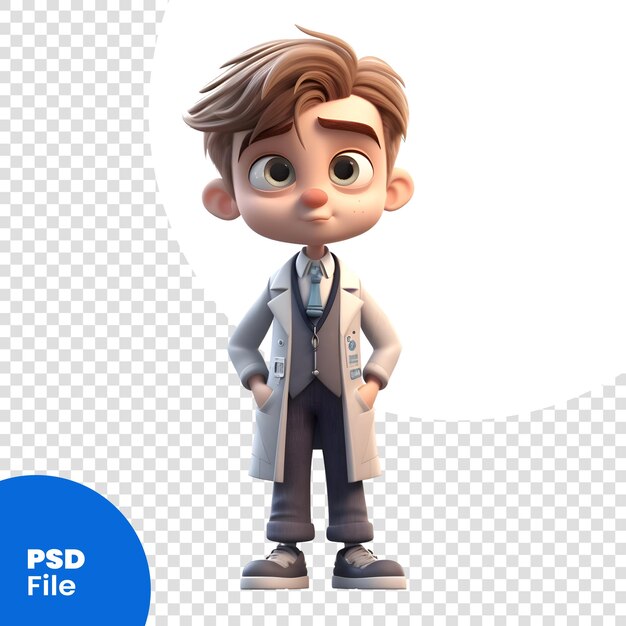 PSD 3d render of a doctor with a stethoscope around his neck psd template