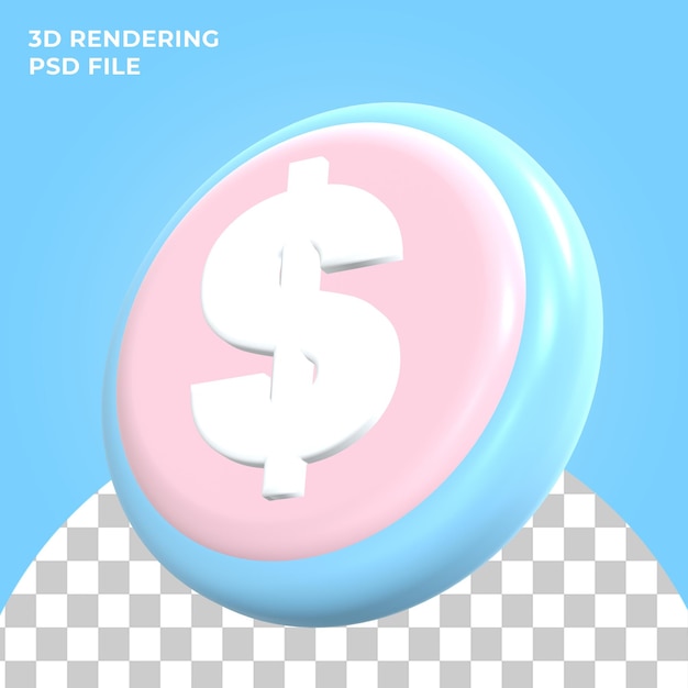 PSD 3d визуализация значок монеты доллара premium psd