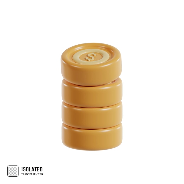 3d render dollar coin stack icon