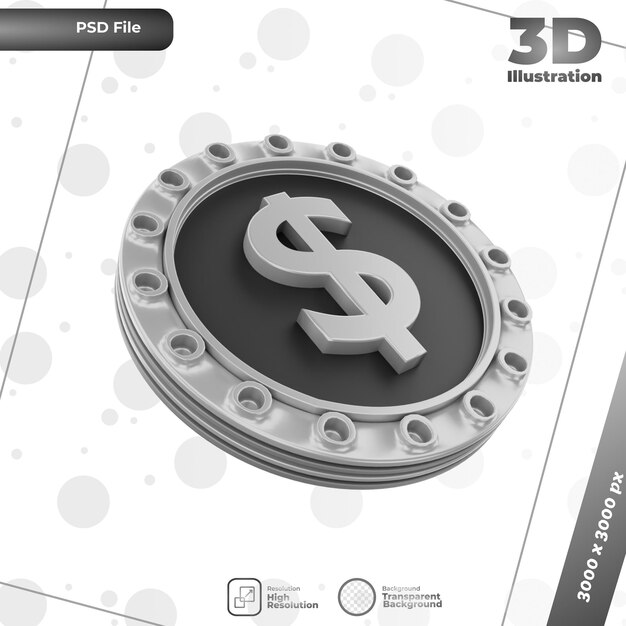 Illustrazione del dollaro di rendering 3d