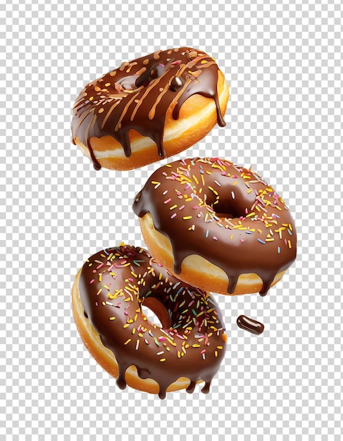 3d render of donuts with glaze isolated on transparent background