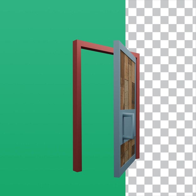 PSD 3d render door wooden metal isolated