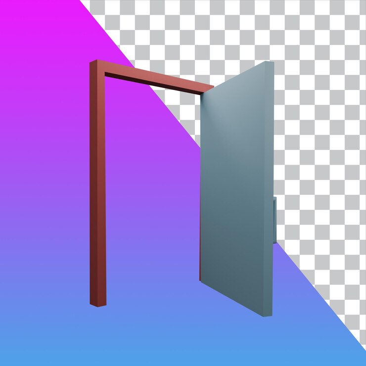 PSD дверь 3d-рендера деревянный металл изолированный