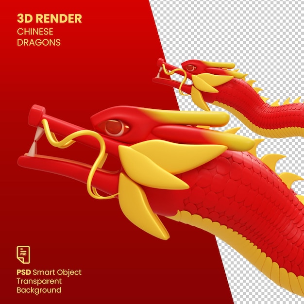 PSD 3d render dragon chinees nieuwjaar