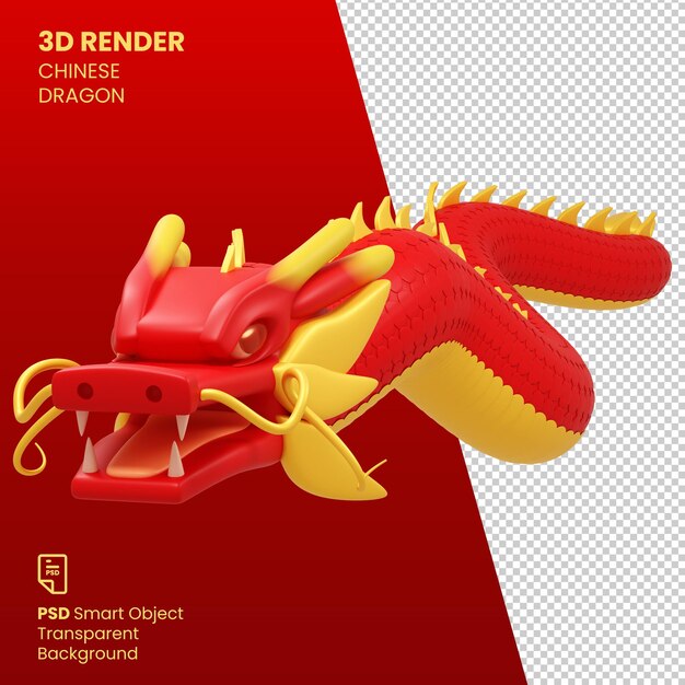 PSD 3d render dragon chiński nowy rok