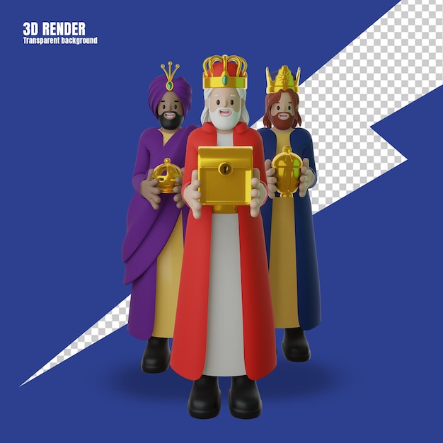 PSD 3d render drie koningen reyes magos