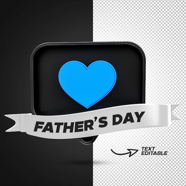 3d Render Dzień Ojca Facebook Niebieska Miłość Reakcja Z Edytowalną Wstążką Premium Psd
