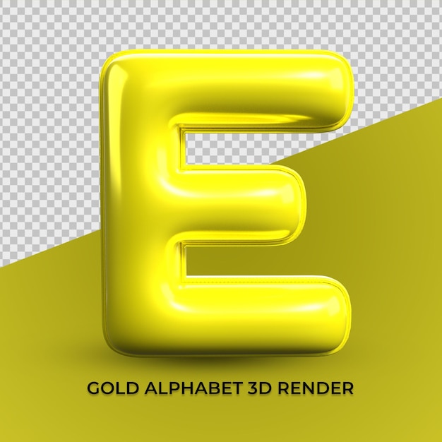 PSD 3d render e alfabet geel plastic