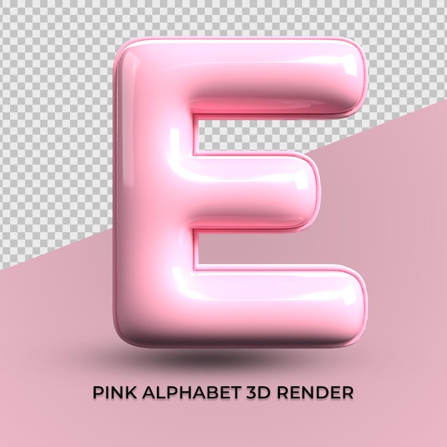 PSD 3d render e alphabet pink plastic cute