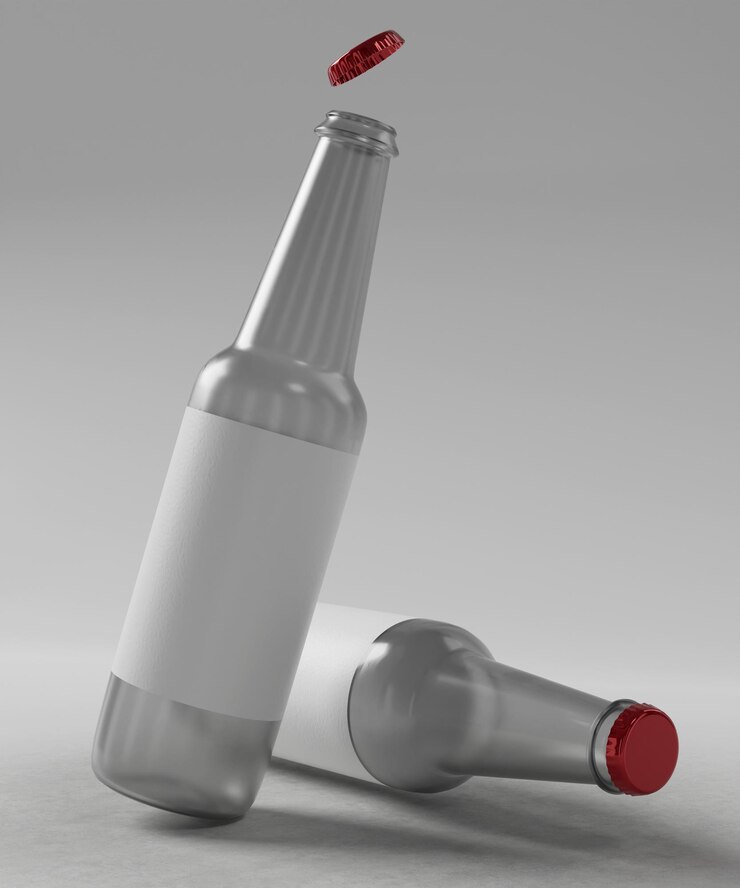 3d render edilmiş iki bira şişesi izole edilmiş model