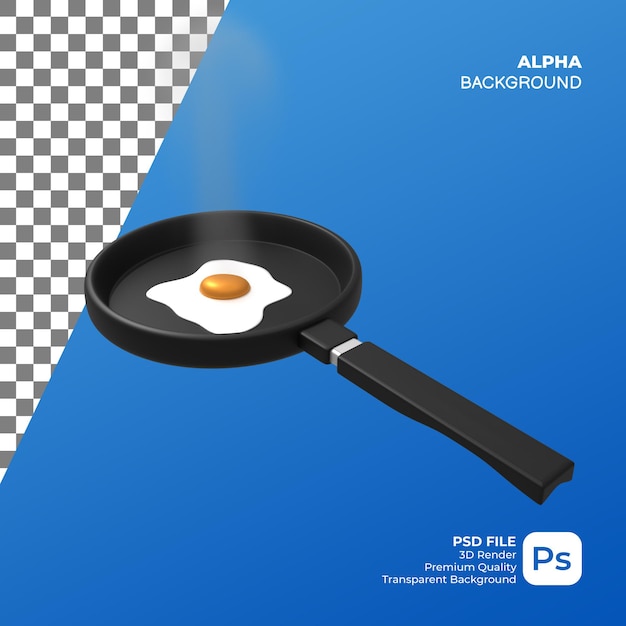 3d render egg in frying pan