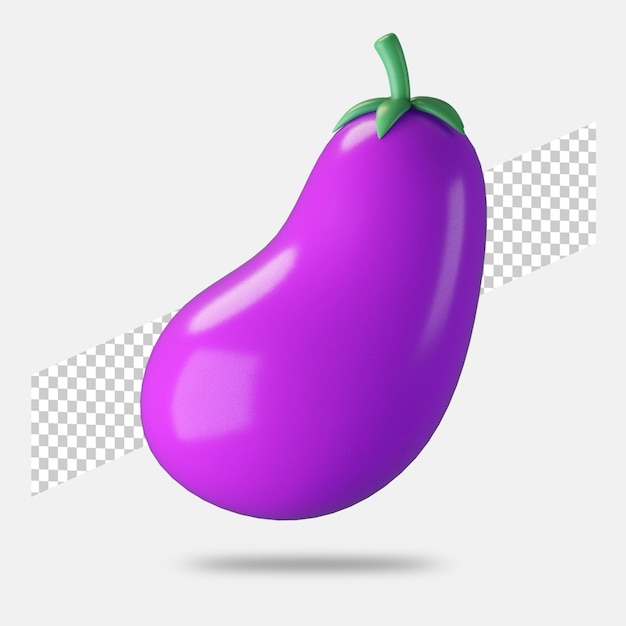 3d render eggplant icon isolated