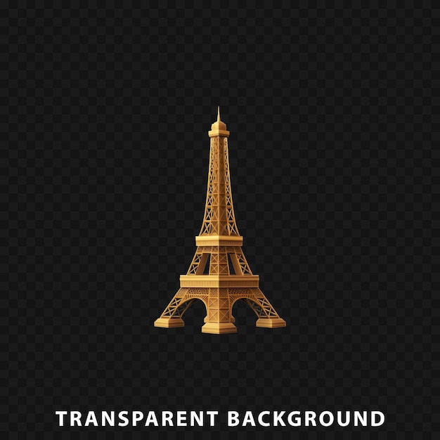 PSD 3d render eiffel tower isolated on transparent background