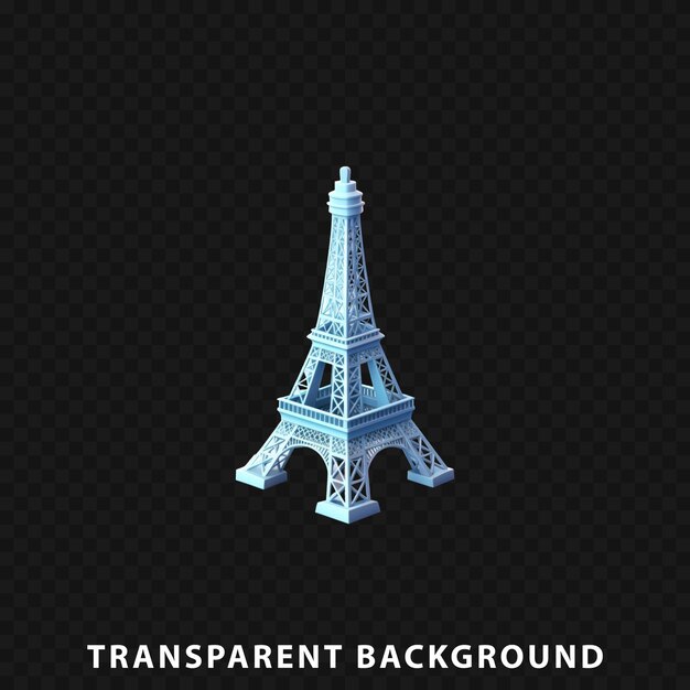 PSD 3d render torre eiffel isolata su sfondo trasparente