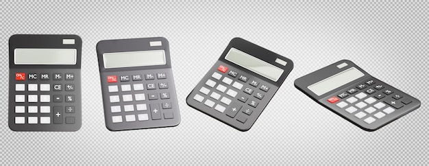 PSD 3d render of electronics calculator on transparent backgroundwith clipping path