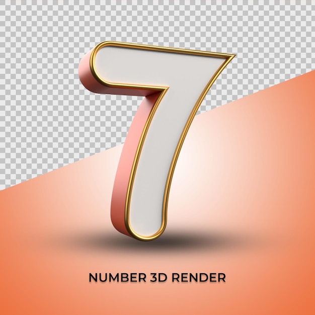 3d render elegante nummer 7 gouden omtrekstijl