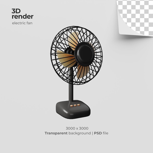 PSD 3d render elektrische ventilator met transparante achtergrond