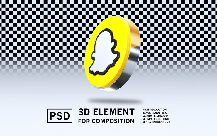 PSD 3d render element logo sosmed snapchat