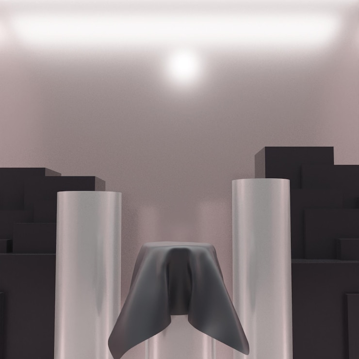 PSD 3d render empty podium covered with black cloth high quality
