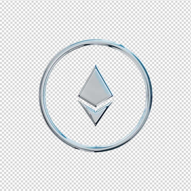 3d render ethereum icon chrome glossy