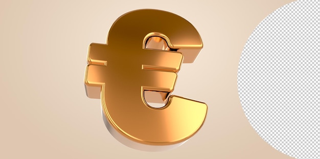 PSD 3d render euro currency symbol with transparent background