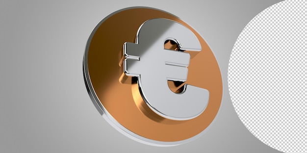 3d render euro-valutasymbool met transparante achtergrond