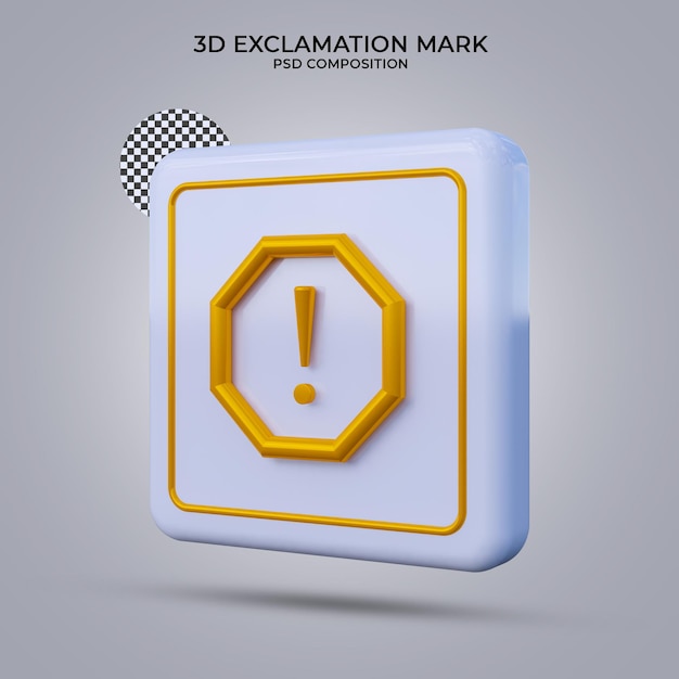 3d render exclamation mark icon isolated