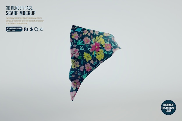 a 3d render face scarf mockup side view
