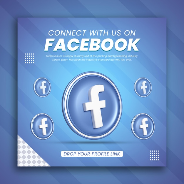 Rendering 3d della promozione aziendale di facebook per un design di post sui social media