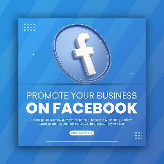 PSD 3d render facebook icon business promotion for social media post design template