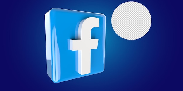 3d render facebook-knop met transparante achtergrond