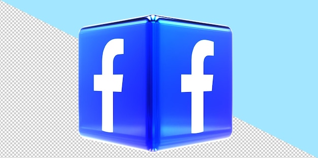 PSD 3d render facebook pictogram kubus